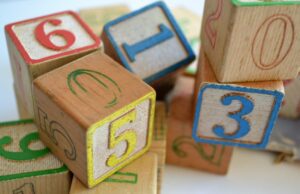A picture of play blocks with numbers on them